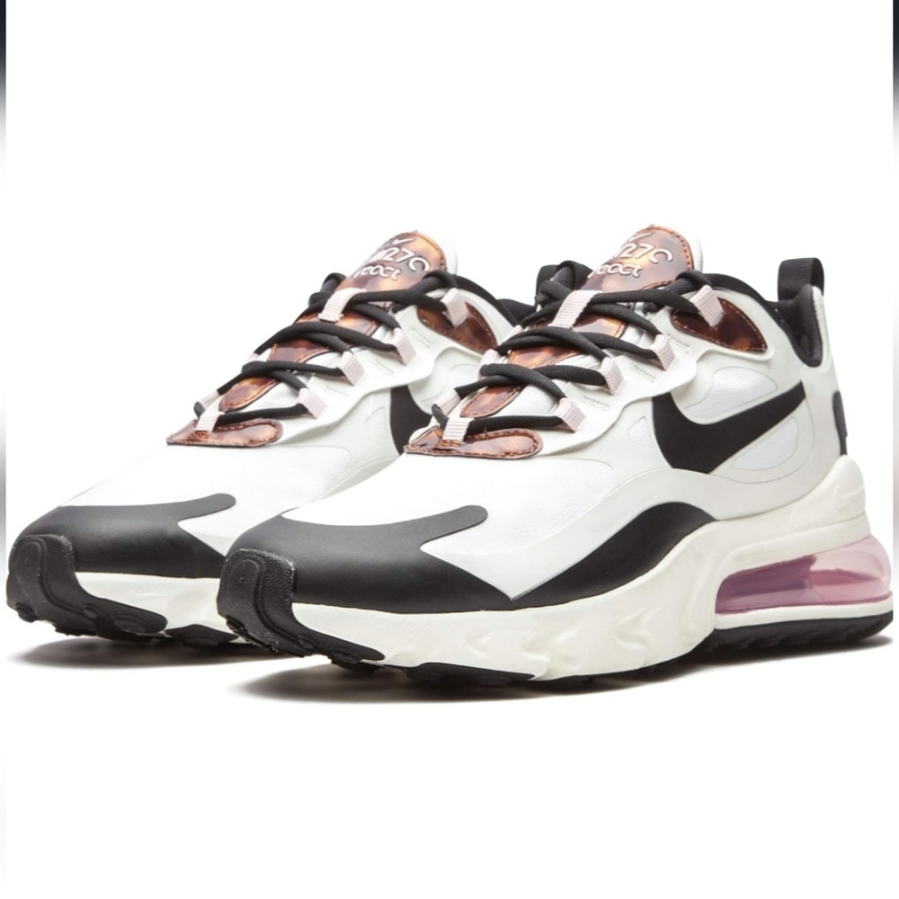 NEW Nike Womens Air Max 270 React Sail/Barely Rose/Black